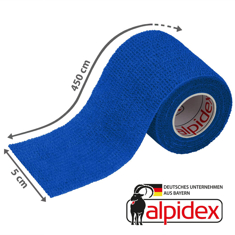 ALPIDEX 6 Rolls Adhesive Bandage 5 cm x 4.5 m Self-Adhesive Bandage Pet Bandages Fixing Tape Sport Vet Wrap Tape Self-Adhesive, Colour: Blue Blue