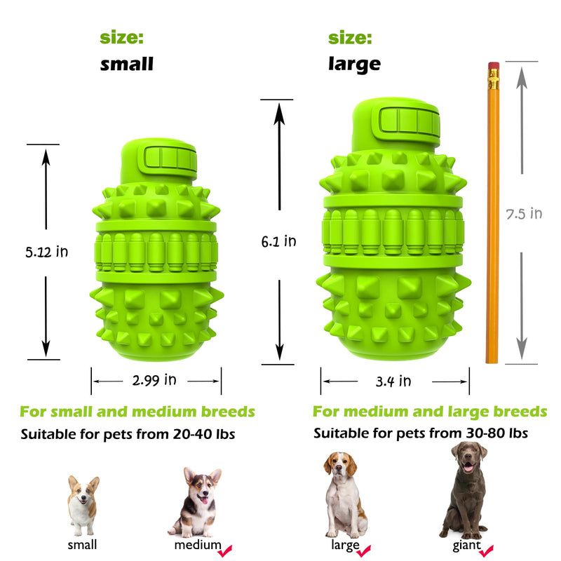 PIFFZEDO Dog Toys for Aggressive Chewers Tough Dog Squeaky Toys for Large Medium Breed Interactive Durable Natural Rubber Dog Chew Toys Dog Birthday Toy Dog Toothbrush (Green,Large) Green - BeesActive Australia