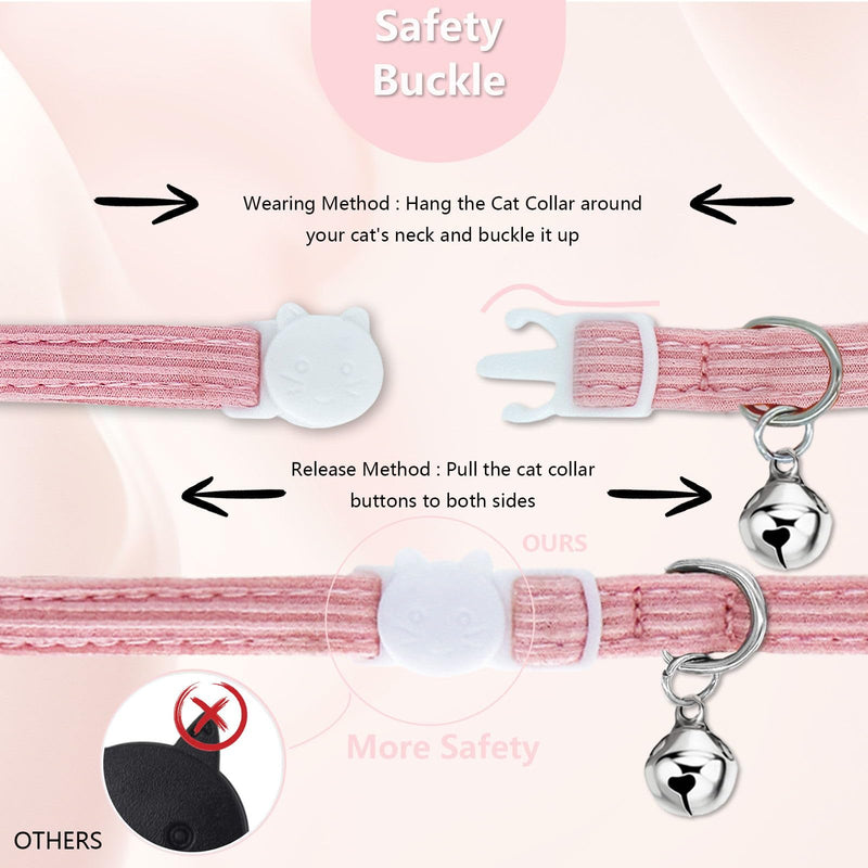 Cat Collar, HANSHILAI Kitten Collar with Bells, Cat Collar Breakaway, Cute Cat Collar for Girl Boy with Flower,Collar para Gatos (2 Pack) (Blue & Pink) Blue & Pink - BeesActive Australia