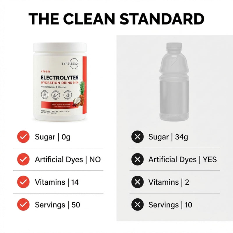 Type Zero Clean Electrolytes Hydration Powder (Fruit Punch) 50 Servings | 14 Essential Vitamins & Minerals, Sugar Free, Zero Artificial Ingredients