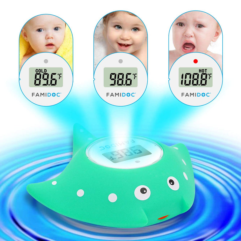 Baby Bath and Room Thermometer - Famidoc FDTH-V0-22 New Upgraded Sensor Technology for Baby Health Bath Tub Thermometer Floating Toy (Blue) Blue - BeesActive Australia