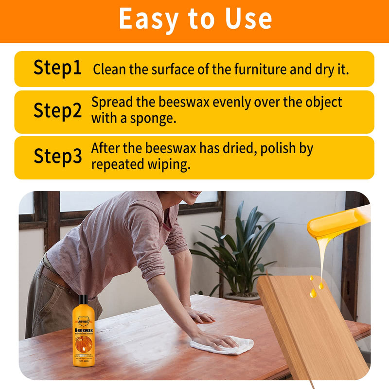 PIPIHUA Beeswax Furniture Wood Polish & Conditioner-Wood Seasoning Beeswax Oil for Wood Cleaner and Polish Furniture, 16.23 Fl Oz 16.22 Fl Oz (Pack of 1) - BeesActive Australia