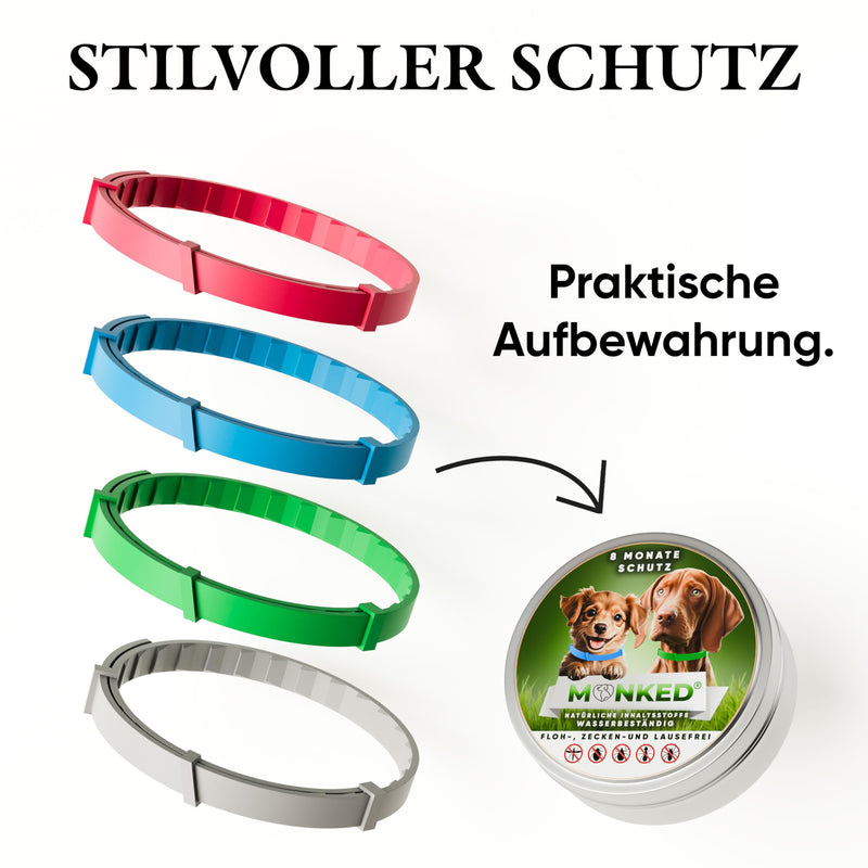 Monked | Natural flea collar for dogs without chemicals | Tick collar for dogs small & large | Adjustable size | up to 8 months protection | Tick protection dog | Anti Flea Dog | Anti Flea Dog [Grey] Gray Universal - BeesActive Australia
