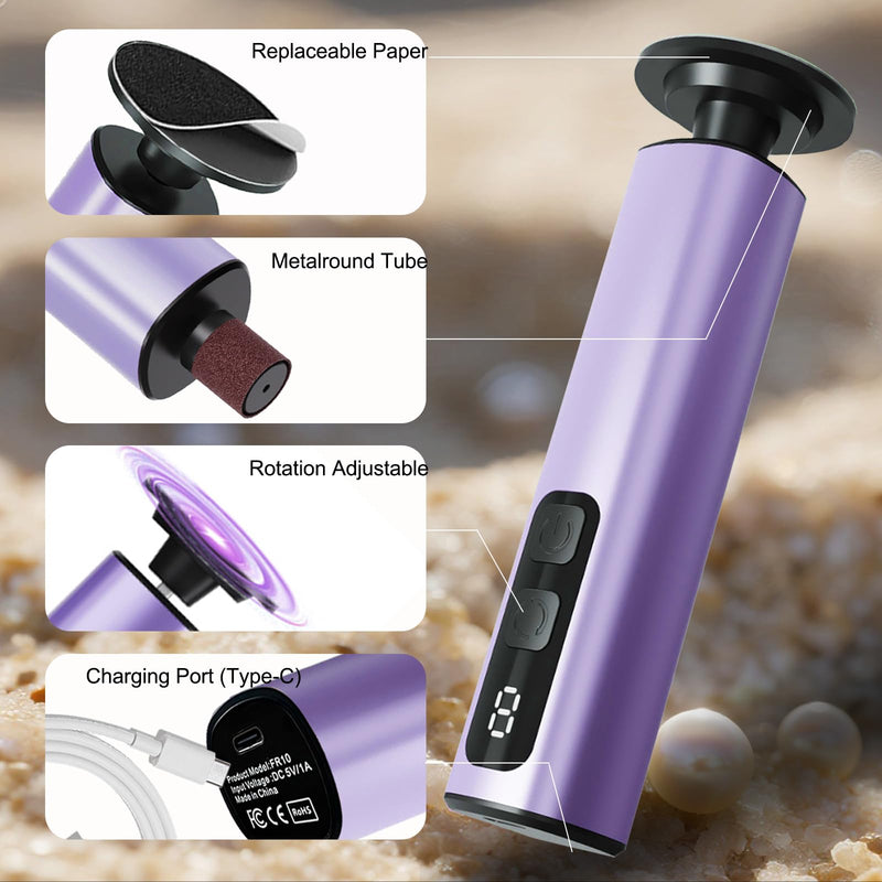 Electric Foot Callus Remover, 9-Speed Variable, Rechargeable Portable Callus Remove (Purple) Purple - BeesActive Australia