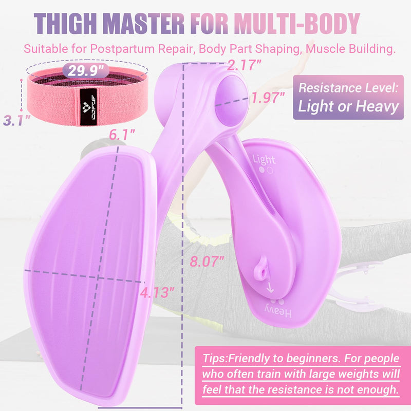 Thigh Master Thigh Exerciser for Women, Enhanced Resistance Hip and Pelvis Trainer, Inner Thigh Exercise Equipment Kegel Exercise Products for Women Home Gym Purple