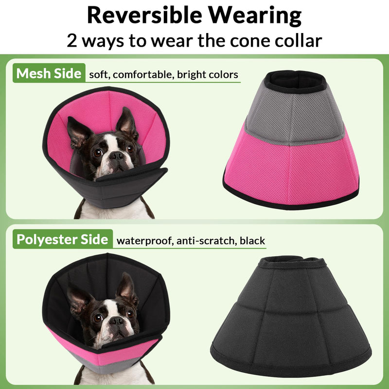 CITÉTOILE Neck collar for dogs, comfortable protective measures, protective collar for dogs, adjustable dog collar, prevention of bite and neck collar lick wounds, pink grey, M pink + grey - BeesActive Australia