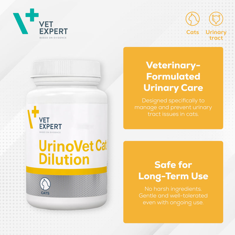 Vet Expert UrinoVet Cat Dilution - Supports Kidneys and Crystal Formation, Natural Anti-Inflammatory and Aids Urination - 45 Twist off Capsules