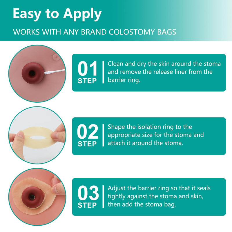 Ostomy Barrier Rings - Outer Diameter 2" (50mm) 2mm Thickness,Moldable Ostomy Rings,Hydrocolloid Skin Extender Rings for Colostomy Bags,10 Count 10PCS Ostomy Barrier Rings