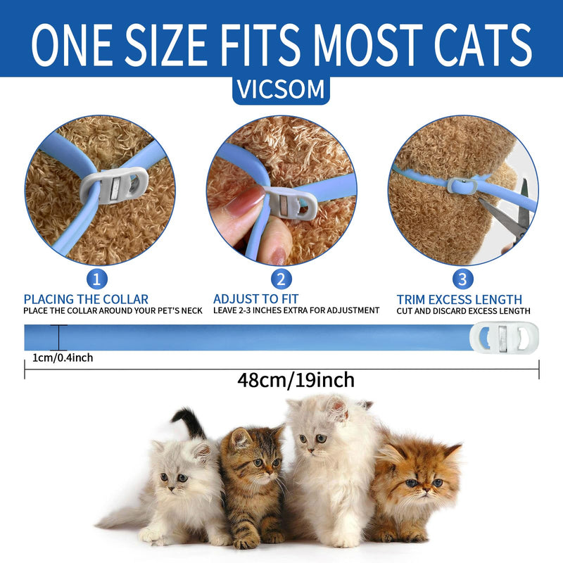 4 Pack Flea Collar for Cats, Cat Flea and Tick Collar 8 Months Prevention Cat Flea and Tick Treatment, Waterproof Adjustable Cat Flea Collar, Natural Anti Tick and Flea Collar for Kitten, Blue Light Blue - BeesActive Australia
