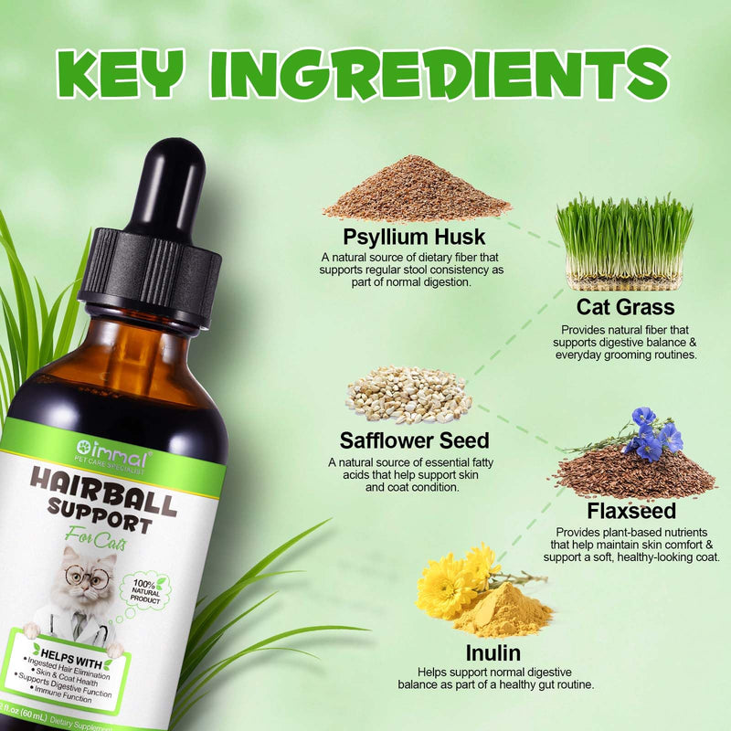 Hairball Remedy for Cats, Cat Hairball Treatment, Hair Ball Relief Digestive Aid, Promotes Healthy Digestion, Natural Passage of Hairballs, Furball Control Drops For All Ages & Breeds 60ml