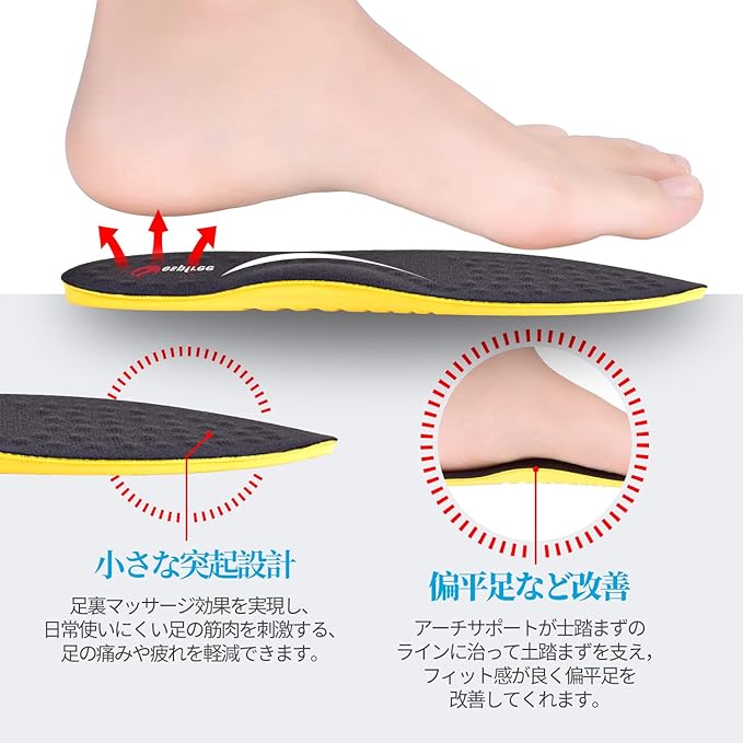Insole, Arch Insole, Arch Support, Ultra Lightweight, Standing, Work, Breathable, Unisex, Available in 4 Sizes (M 9.4 - 10.0 inches (24 - 25.5 cm)) -  Australia