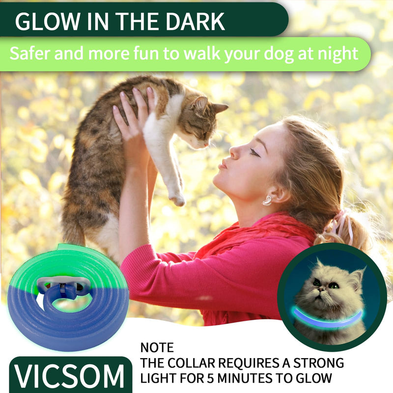 4 Pack Flea Collar for Cats, Cat Flea and Tick Collar Glow in Dark, 8 Months Prevention Cat Flea and Tick Treatment, Waterproof Adjustable Cat Flea Collar, Tick and Flea Collar for Kitten Cat, Blue - BeesActive Australia