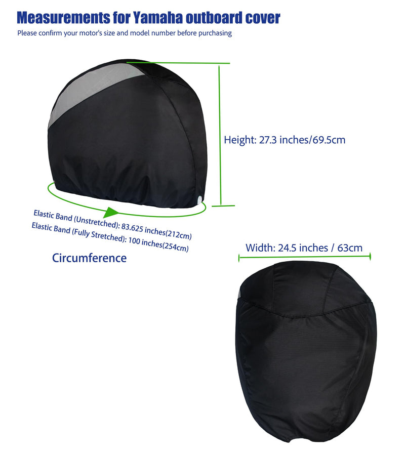 Outboard Motor Cover for Yamaha in Line Four F150/F165/F175/F185/F200, Outboard Engine Cover 600D Oxford Marine Fabric, Heavy-Duty Boat Engine Cover Waterproof Fade-Resistant Hood Cowling Cover