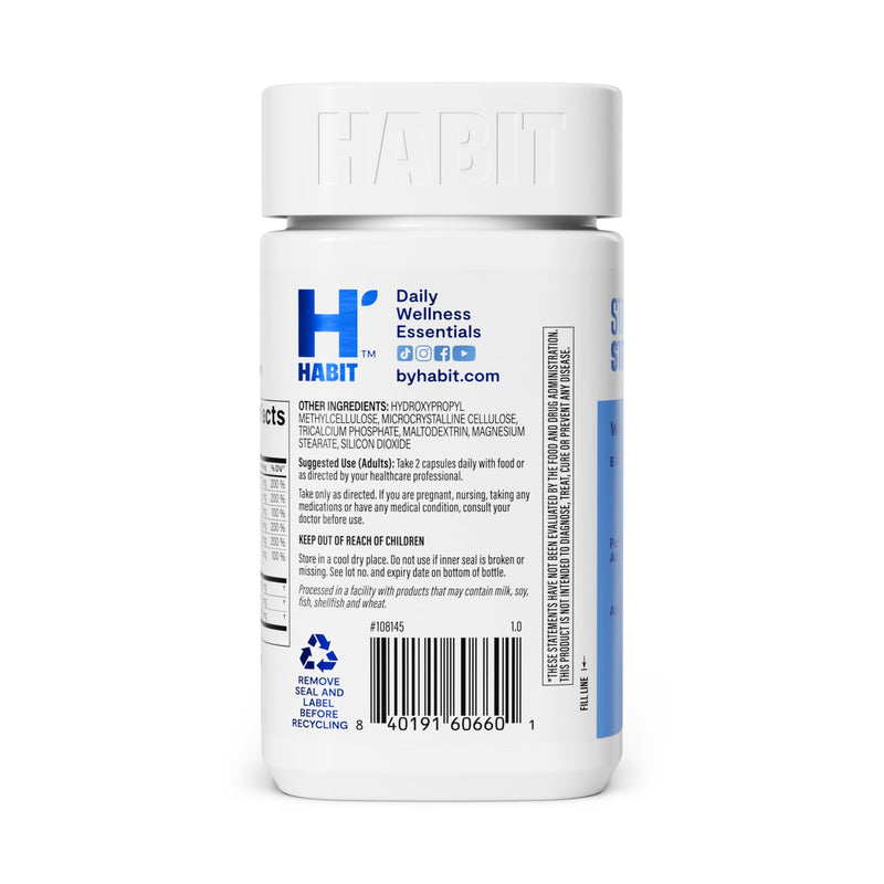 Habit Stress Relief Supplement (60 Capsules) - New Look, Supports Relaxation & Mood Balance, Vitamin B, Adaptogens, Lemon Balm, Calming, Vegan, Non-GMO (1 Pack) 1 Pack
