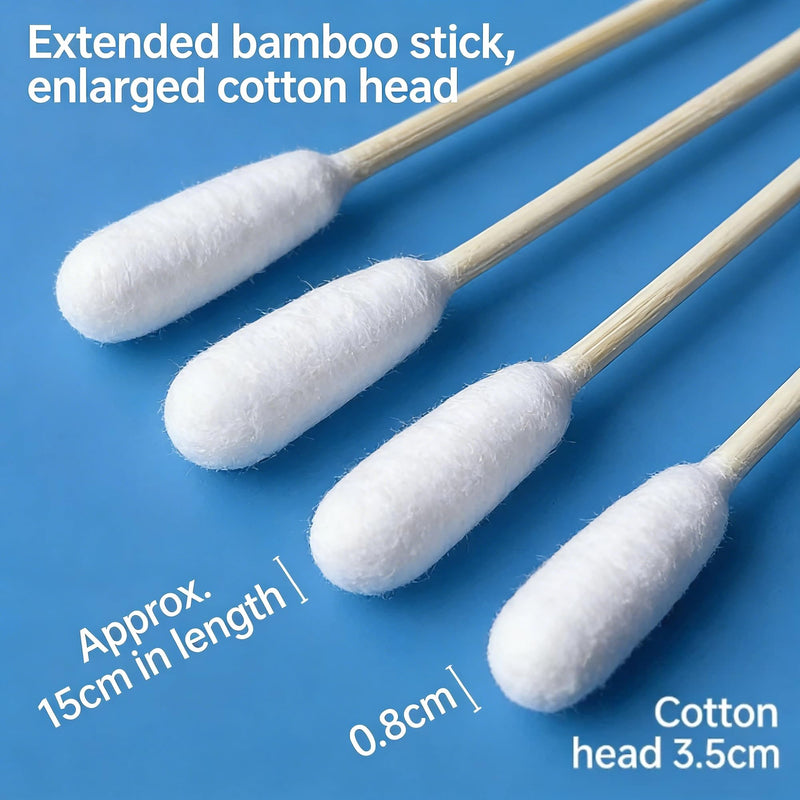 50 Pack Dog Ear Cleaning Cotton Buds, Long Cotton Swabs 15cm for Pet Ear Cleaner, Soft Ear Wax Remover Sticks for Dogs Cats & Small Animals (White)