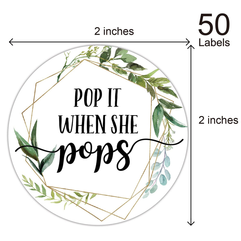 Pop It When She Pops Stickers, Mini Champagne Bottles Baby Shower Stickers, Baby Shower Favor Stickers, Pack of 50, 2 Inch Round Adhesive Stickers - BeesActive Australia