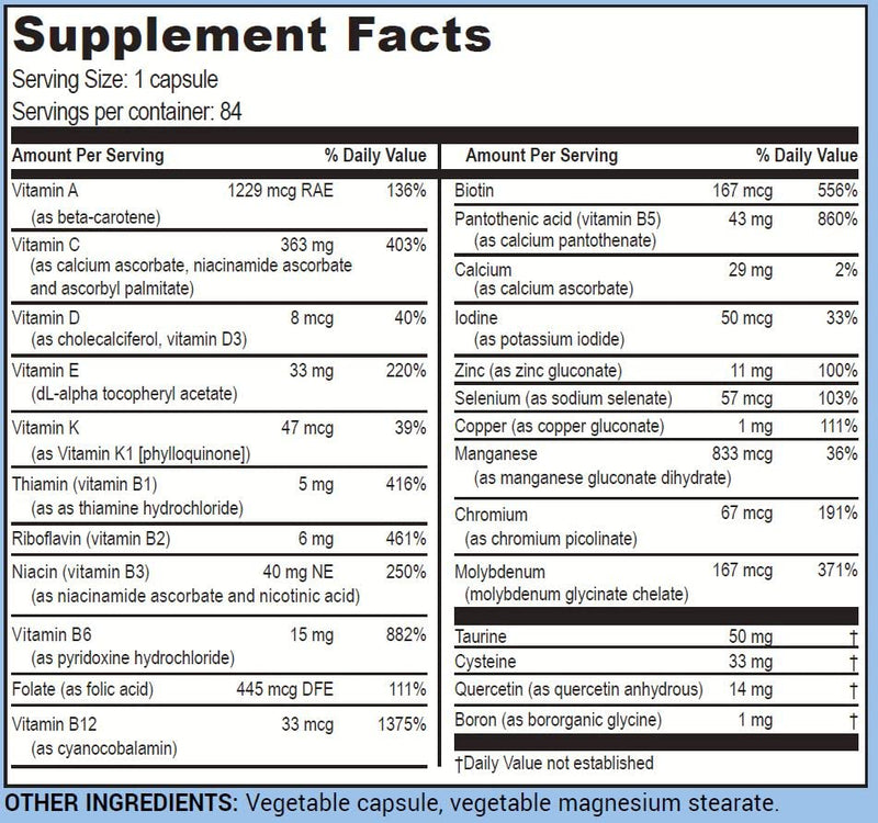 Life Enhancement One-Per-Meal Radical Shield - Multi-Antioxidant, Multivitamin and Multimineral Supplement - 84 Servings