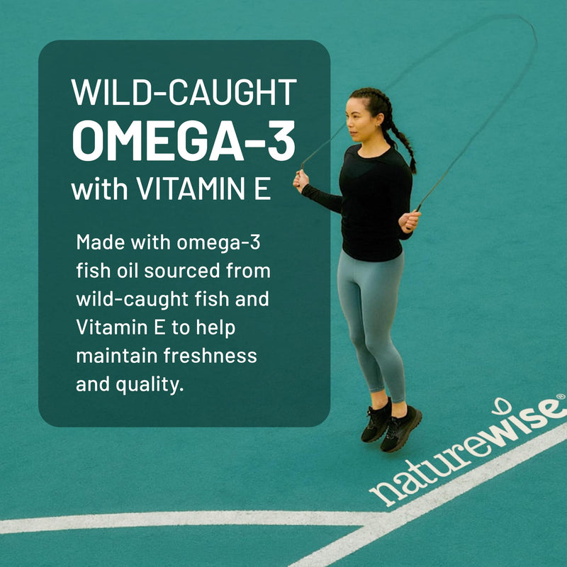 NatureWise Extra-Strength Omega 3 Fish Oil Supplement - 1000mg per Serving - 600 EPA & 400 DHA and Vitamin E - Sustainably Sourced Fish Oil - Lemon Flavor, GMO-Free - 180 Softgels[3-Month Supply] 180 Count (Pack of 1)