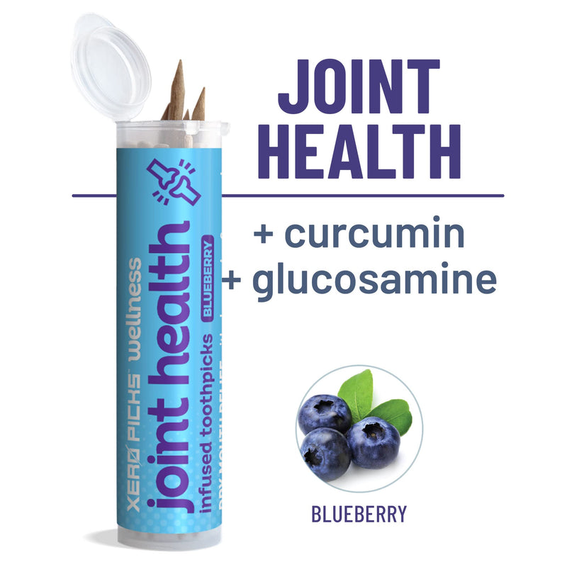 Xero Picks Wellness Flavored Toothpicks Joint Health with Curcumin & Glucosamine (Blueberry, 3 Pack) Kosher - Sugar Free BLUEBERRY