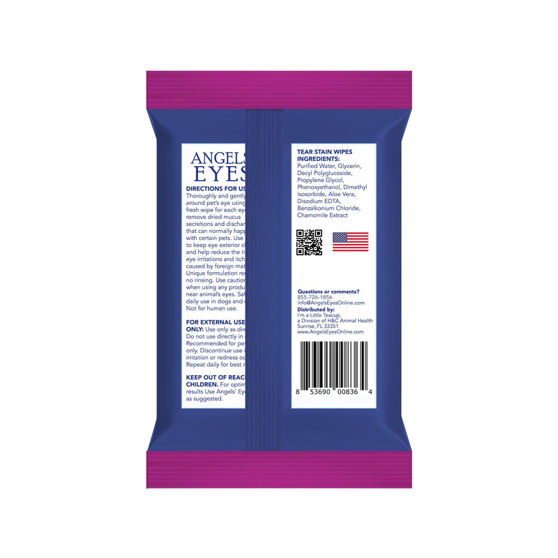 ANGELS’ EYES Face, Eye & Paw Cleansing & Tear Stain Wipe, Large 4”x7” Hypoallergenic Dog & Cat Wipes, Reduce Tear Stains, Dirt, and Discharge, Fragrance Free, 40 Count - BeesActive Australia