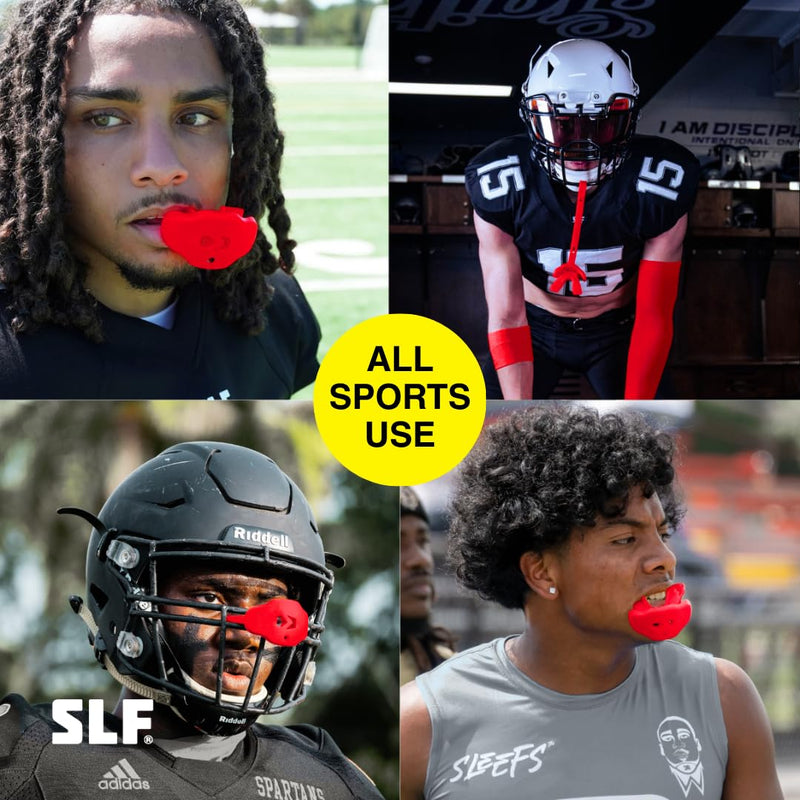 Youth Football Mouth Guard – Lip Guard Mouthpiece with Strap – Comfortable Fit – Sleefs God First Red - BeesActive Australia