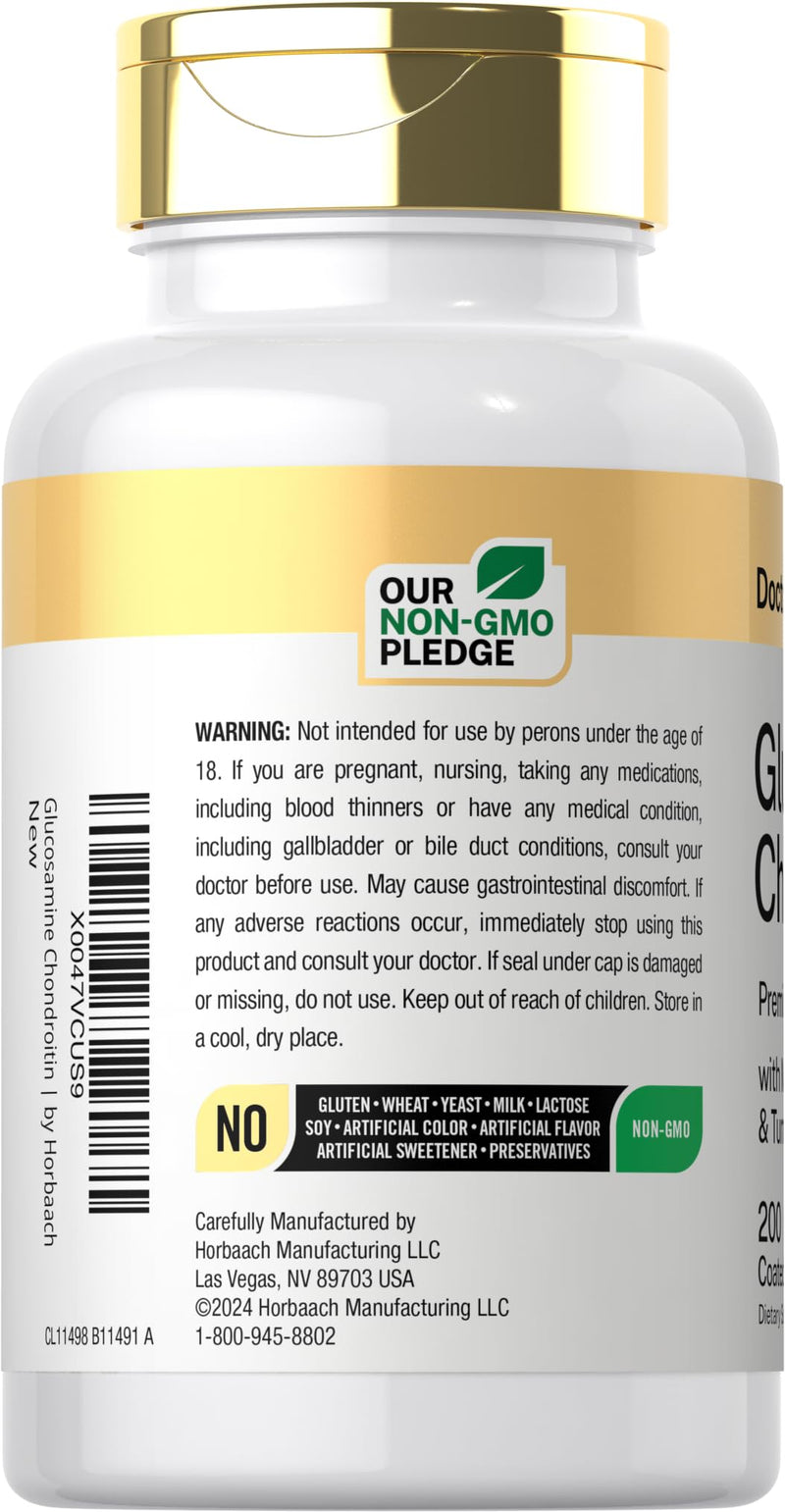 Doctor's Way Glucosamine Chondroitin MSM Turmeric | 200 Caplets | Advanced Support Complex | Non-GMO, Gluten Free Supplement - BeesActive Australia