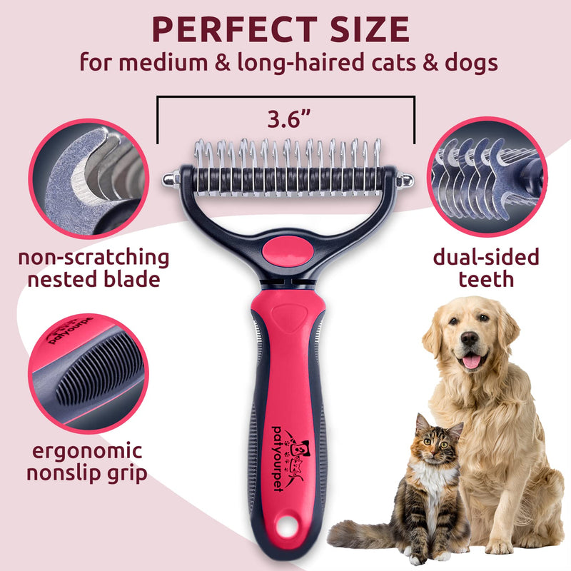 Pat Your Pet Deshedding Brush - Double-Sided Undercoat Rake for Dogs & Cats - Shedding Comb and Dematting Tool for Grooming, Extra Wide - BeesActive Australia