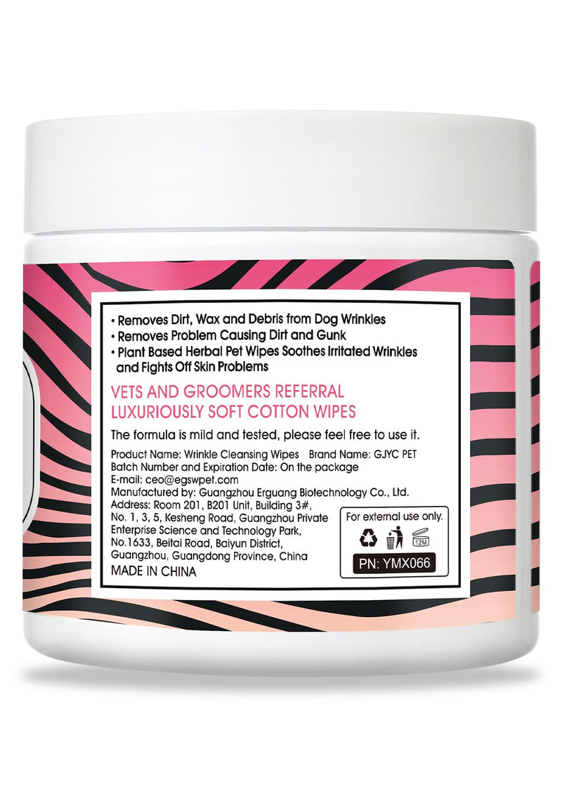 Natural Wrinkle Wipes for Dogs, 120 Count, Hypoallergenic Dog Wipes, Wrinkle Wipes French Bulldog, Cleaning & Deodorizing, Dog Wipes for Grooming Faces,Tear Stain,Paws & Butts