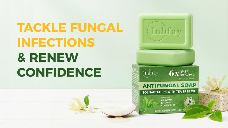 Inlifay Tolnaftate 1% Antifungal Bar Soap : Athletes Foot Ringworm Jock Itch Fast Itch Relief Tea Tree Oil Non-Greasy Anti-Fungal Bar Wash for Gym-Goers & Active Adults Green 8 Ounce (Pack of 1)