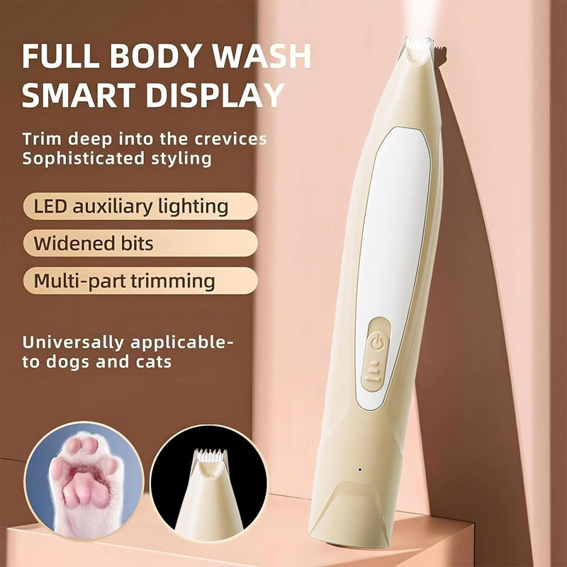 Dog Paw Trimmer, Pet Foot Hair Trimmer with LED Light, Rechargeable Low Noise Cat Hair Trimmer for Grooming Pet Hair Around Paws, Eyes, Ears, Face, Torso - BeesActive Australia
