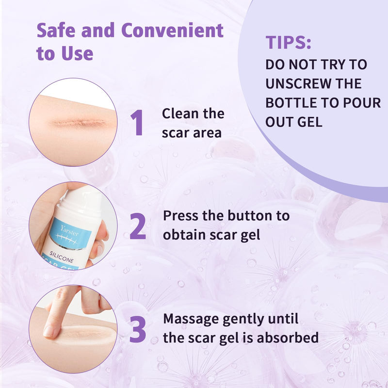 Silicone Scar Gel Scar Cream, Treats Old and New Scars, Stretch Marks Removal Formula Helps from Surgical, Burns, Acne Scar Treatment with Advanced Scar Gel, 1.7 oz (50ml) 1.7 Ounce