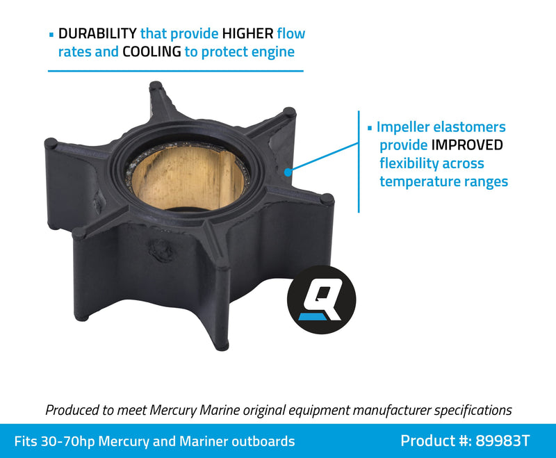 Quicksilver 89983T Water Pump Impeller for Mercury and Mariner 30-70 Hp Outboards - BeesActive Australia