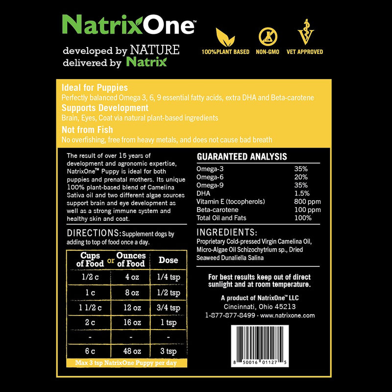 Omega 3 for Puppies 8 oz - Immune System and Cognitive Development Booster - All-Natural Skin and Coat Supplement - Made with Camelina Oil by NatrixOne - PawsPlanet Australia