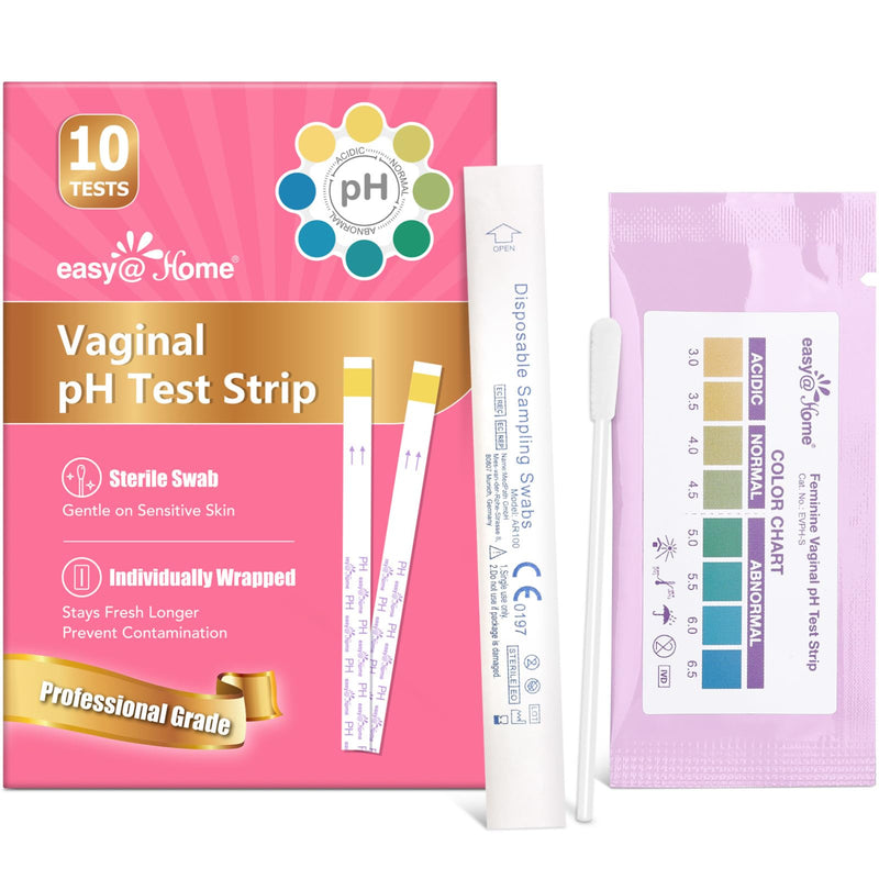 Easy@Home Vaginal pH Test -10 Strips | BV Test Kit at Home for Women | Yeast Infection Test + pH Balance for Women 1 Count (Pack of 10)