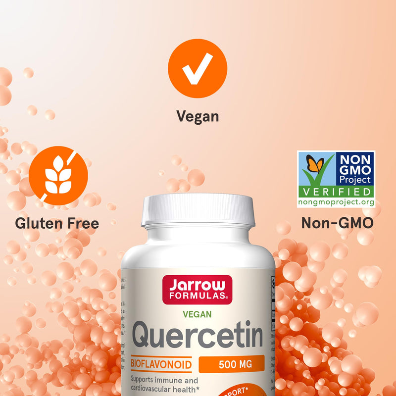 Jarrow Formulas Quercetin 500 mg - 200 Veggie Caps - Supports Antioxidant Status, Cardiovascular Health & Immune Health - 200 Servings Unflavored 200 Count (Pack of 1) - BeesActive Australia