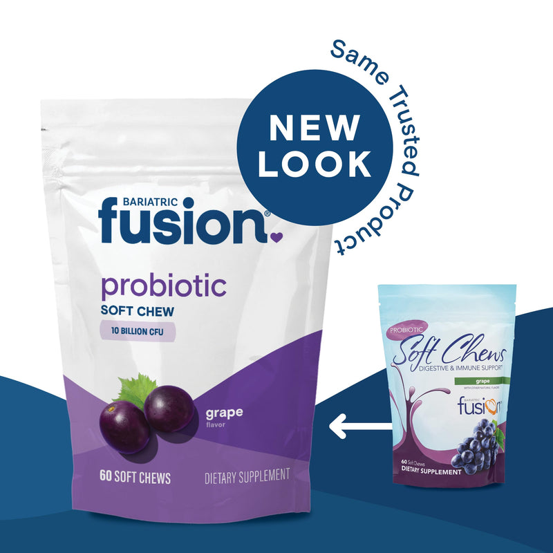 Bariatric Fusion Probiotic Soft Chews | Grape Flavor Chewy Bariatric Vitamin | 10 Billion CFU | Bacillus Coagulans | Support Digestive & Immune Health | 60 Count