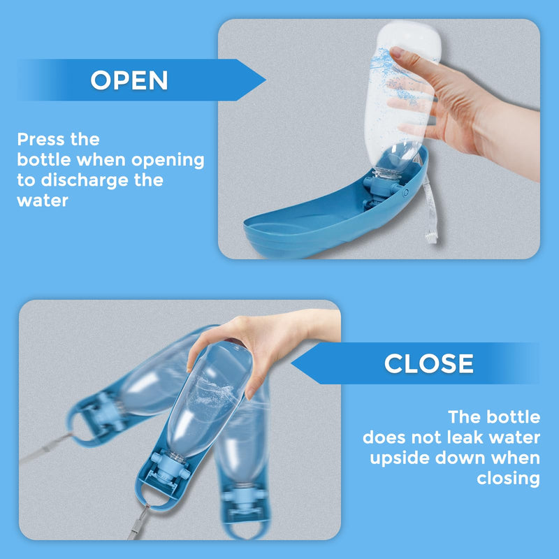 19oz Dog Water Bottle, Collapsible Dog Travel Water Bottle, Portable Dog Water Dispenser with Foldable Drinking Cup Bowl for Walking, Hiking, Lightweight, Leak-Proof, BPA Free, Blue A-Blue - BeesActive Australia