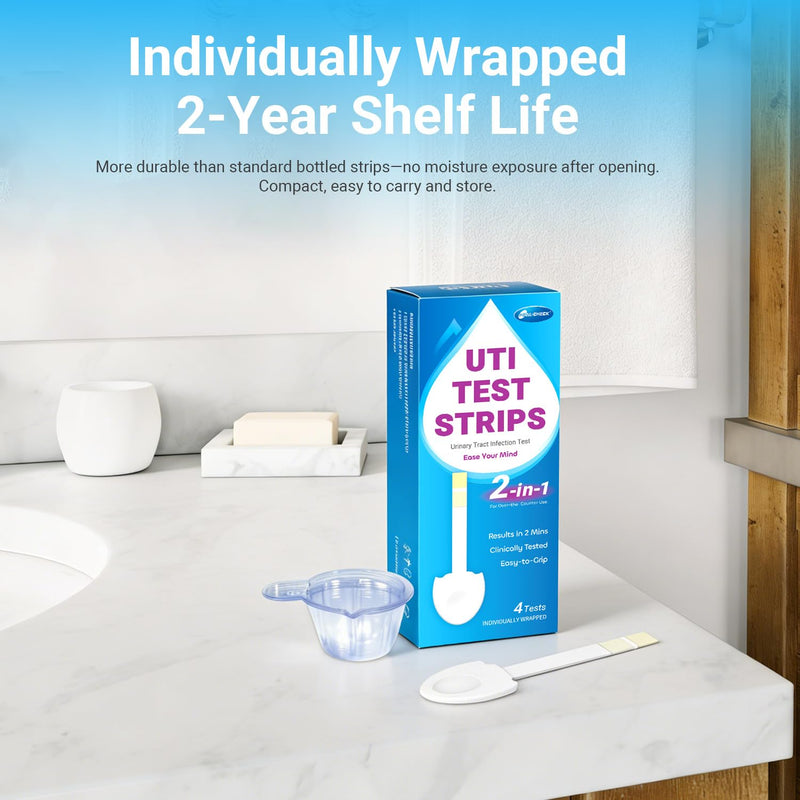 HEAL-CHECK 8 Pack UTI Test Strips, Urinary Tract Infection Test Kit for Women Men, Accurate Result in 2 Minutes, Monitor Bladder Health at Home, Clinically Tested, Easy to Grip, Individually Wrapped, 8T - BeesActive Australia