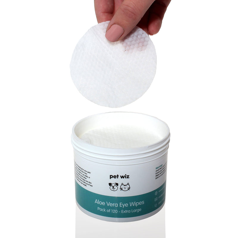 pet wiz Aloe Vera Eye Wipes for Cleaning Dogs & Cats - Extra Large 1 Tub
