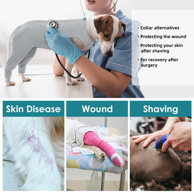 Katzinst dog bodysuit after surgery, dog costume for dogs after surgery with zip at the back, dog bodysuit after castration male for hair loss, anti-licking, wound protection, cone alternative, SHUHOUFU, grey, L L grey - BeesActive Australia