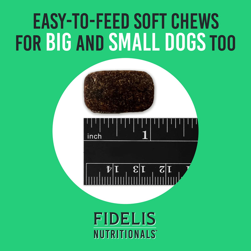 FIDELIS Joint Support Plus+ Hip & Joint Supplement for Dogs, Glucosamine for Dogs, Chondroitin Dog Treats, Vitamin C, Omega Fatty Acid, MSM, Adult, Big & Small, Made in USA, Duck Flavor, 60 Soft Chews Joint Plus+