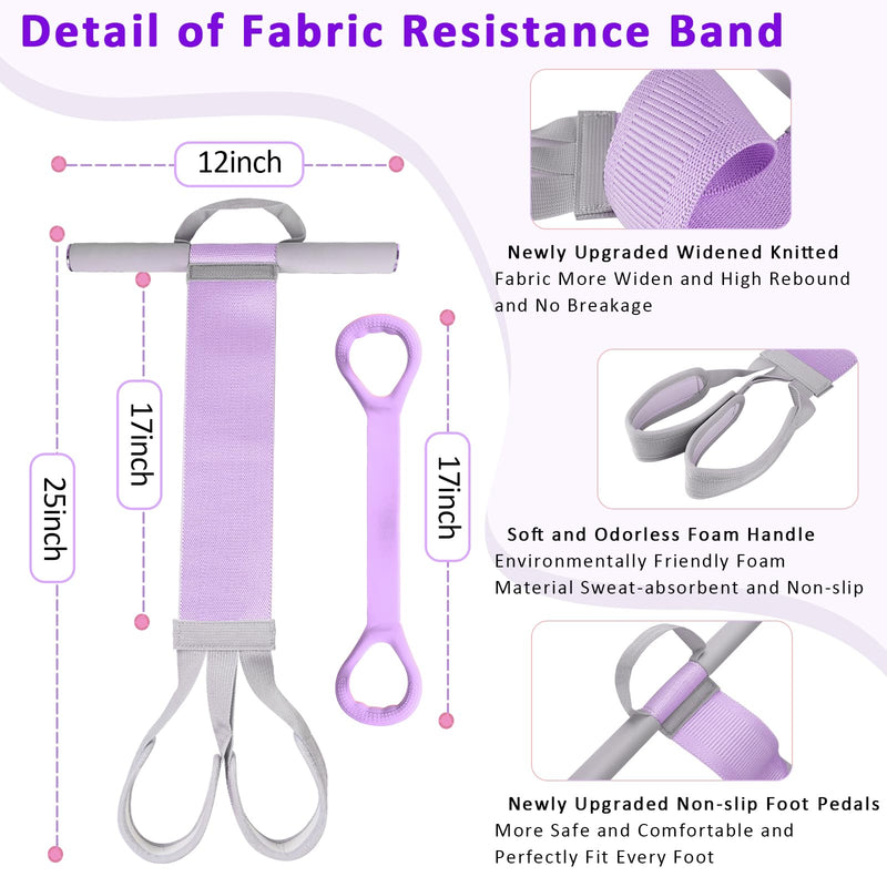 2-Pack Fabric Resistance Band with Handles,Non-Slip Foot Pedal Puller Resistance Band for Legs & Glutes Working Out,Portable Yoga & Physical Therapy&Home Fitness Accessories for Women & Men