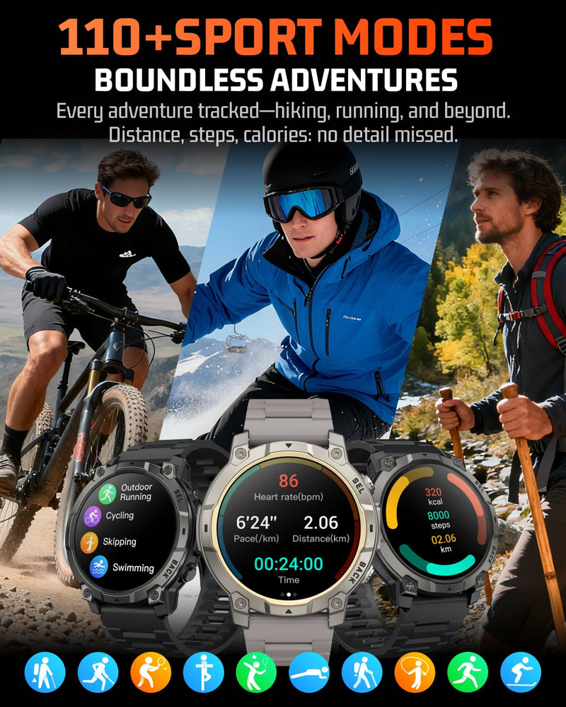 Smart Watch for Men Fitness Tracker: Military Make Answer Call LED Digital Mens Watches Waterproof Smartwatch Android Phone iPhone Samsung Compatible Sleep SpO2 Heart Rate Monitor Step Pedometer 1.39 Classic Gray