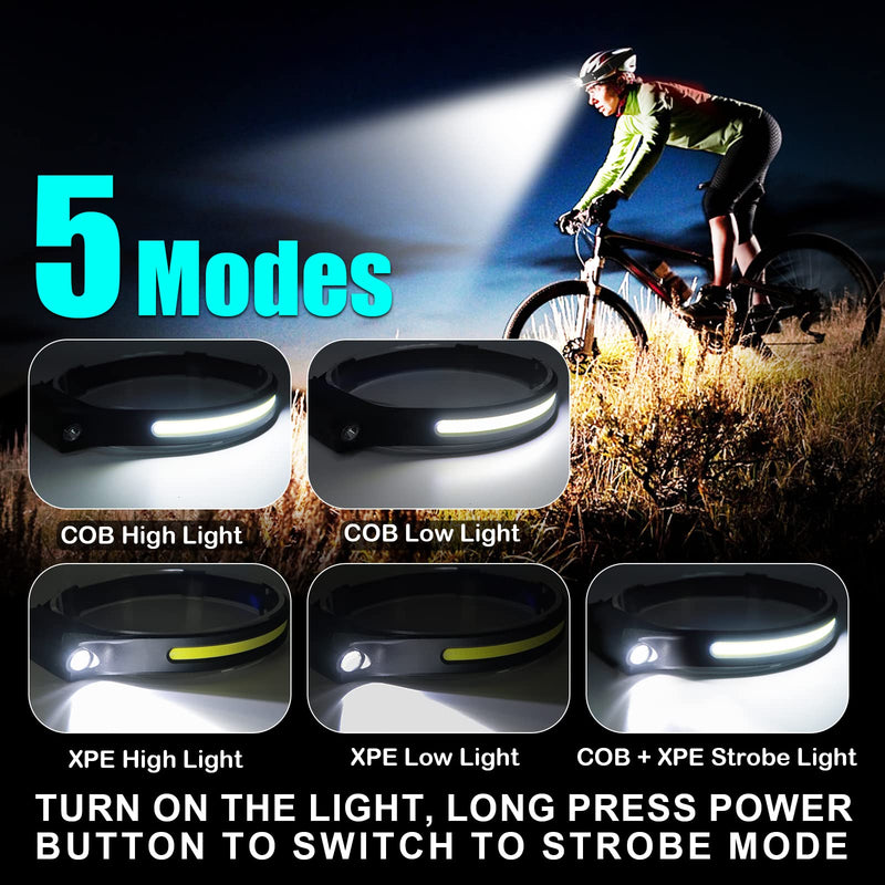 LED Headlamp Rechargeable Head Lamp, Bright Wide Beam Headlight Flashlight Light - BeesActive Australia