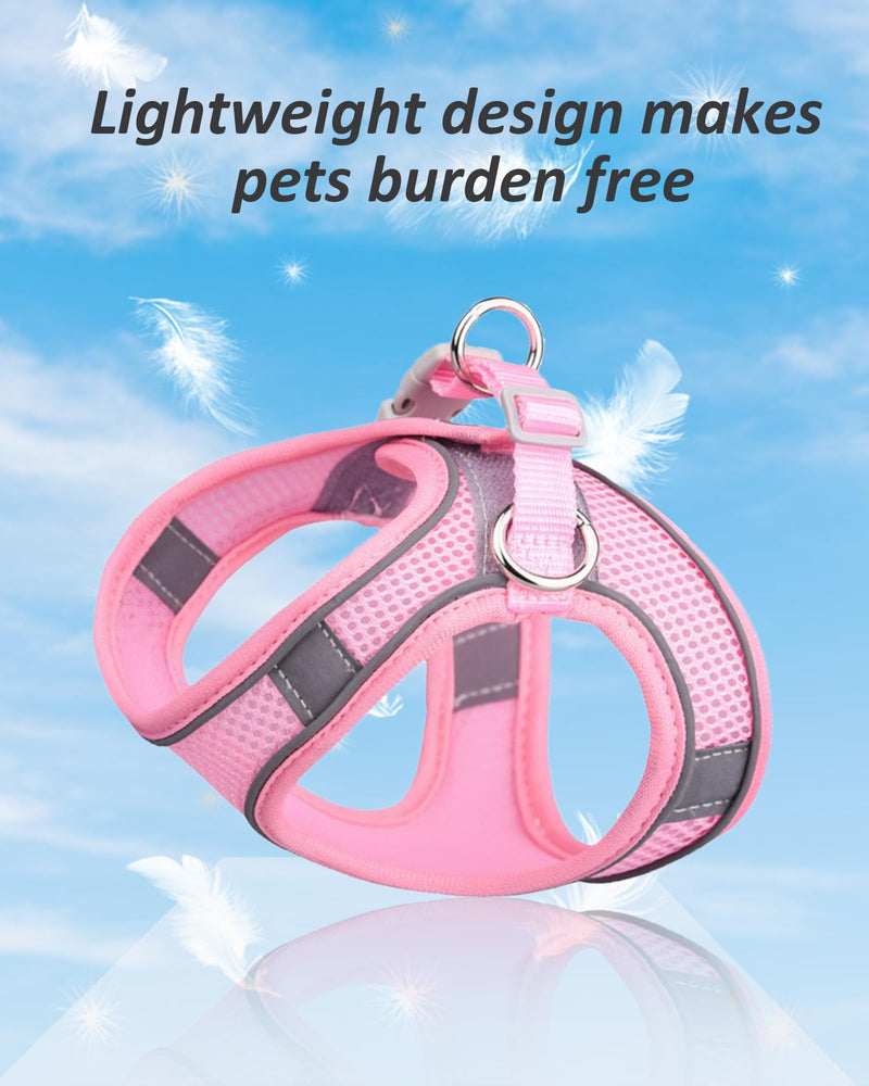Dog Harness for Small Medium Large Dogs No Pull, Puppy Harness and Leash Set, Puppy Harness for Small Dogs, Step in Harness for Small Dogs, Small Dog Harness, mesh Dog Harness. (Pink, XS) Pink - BeesActive Australia