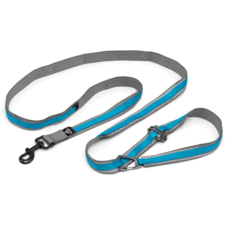 Kurgo 6 in 1 Quantum Leash, Hands Free Leash for Dogs, Running Belt Lead, Crossbody & Waist Belt Style, Reflective, Carabiner Clip, for Training, Hiking, or Jogging, 4 Colors Blue - BeesActive Australia