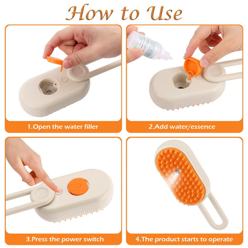 TNOMSNO Cat Brush with Steam, 3-in-1 Cat Brush, Picks Up Hair, Massages and Cleans, with Spray Cat Brush, Steam Brush Cat Suitable for Cats, Dogs, Rabbits and Other Pets - BeesActive Australia