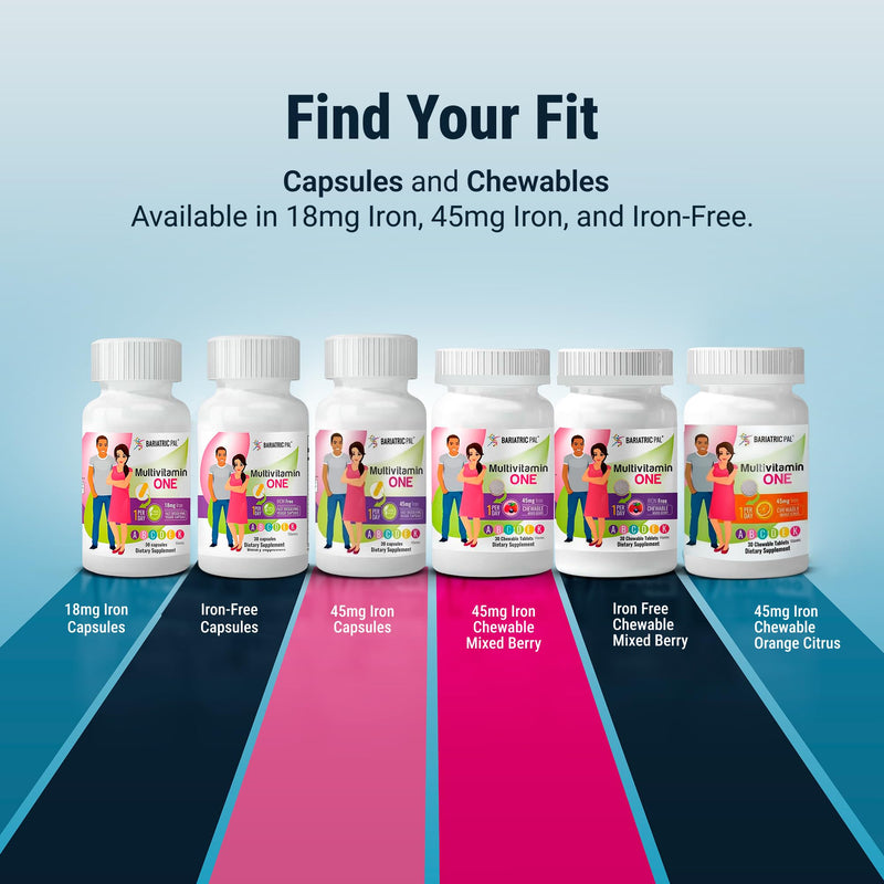 BariatricPal Multivitamin ONE 1 per Day! Bariatric Multivitamin Capsule Iron Free | Easy to Swallow Capsule | Vitamin for Bariatric Surgery Patients | 90 Count (3 Month Supply) 90 Count (Pack of 1)