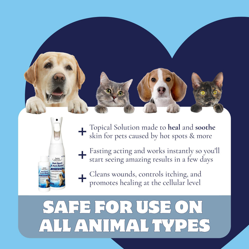 Canine Itch Care Hot Spot Spray & Itch Relief For Dogs and Cat. Remedy for Dog Itching, Dry Skin, Rash, Ringworm, Dermatitis, Itchy Paw, Irritation on Skin, Skin Allergy, Wound Care (Makes 32 oz)