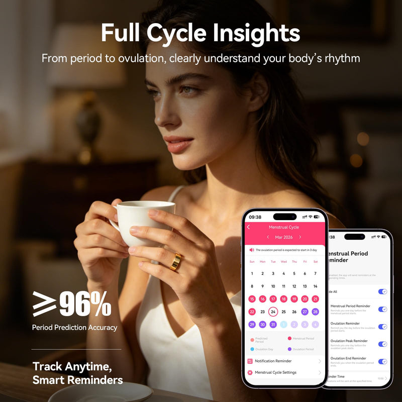 Smart Ring Fitness Tracker, Heart Rate Monitor, Sleep Tracker for Women Men Silver 9